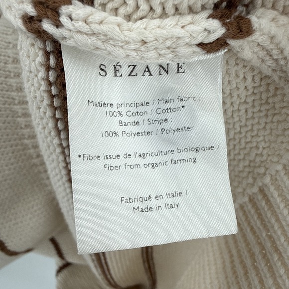Sezane Womens Brown Ecru Leontine Knit Sweater Size XS 100% Cotton French Style - Picture 7 of 10